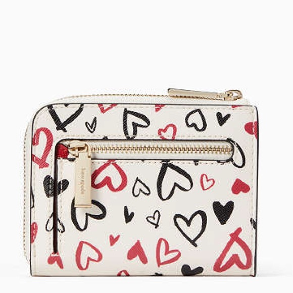 kate spade NWT Staci Scribble Hearts Printed Boxed Small Wallet Card Case Set - Picture 7 of 17